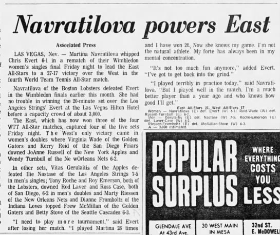 Navratilova powers East - 