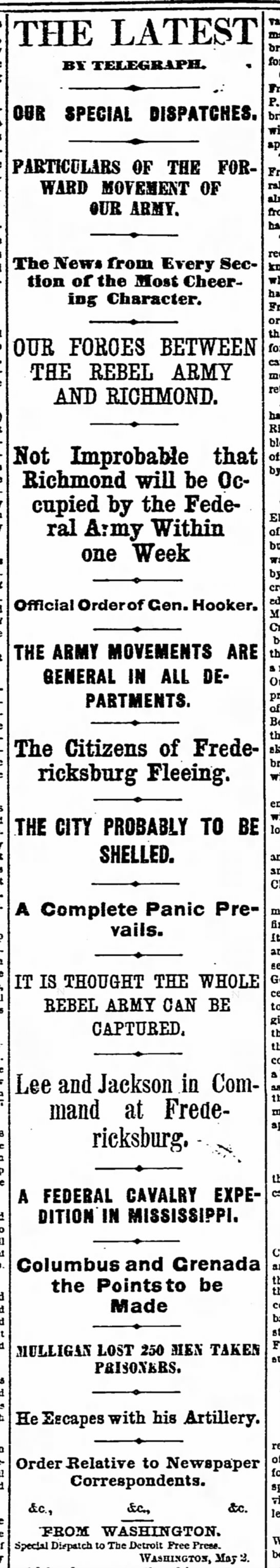 Civil War news via special dispatches to the Detroit Free Press - 