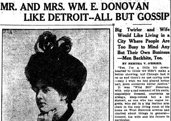 Detroit Free Press: Mr. and Mrs. Wm. E. Donovan Like Detroit, 1908 - 