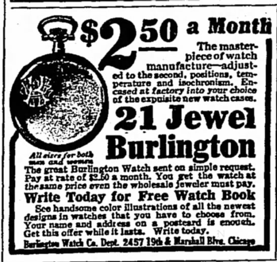 One of the first 21-Jewel Burlington Ads - 