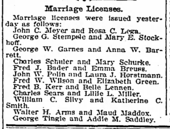 Louisville marriage licenses, 1909 - 