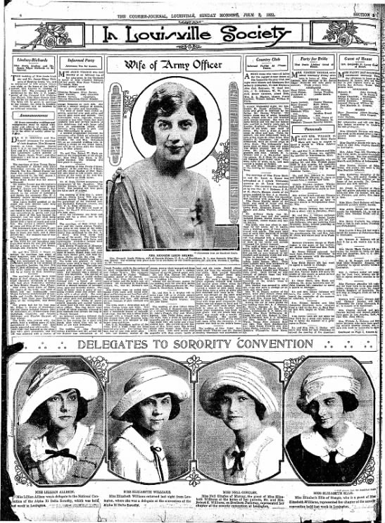 Courier-Journal social pages, 1922 - 