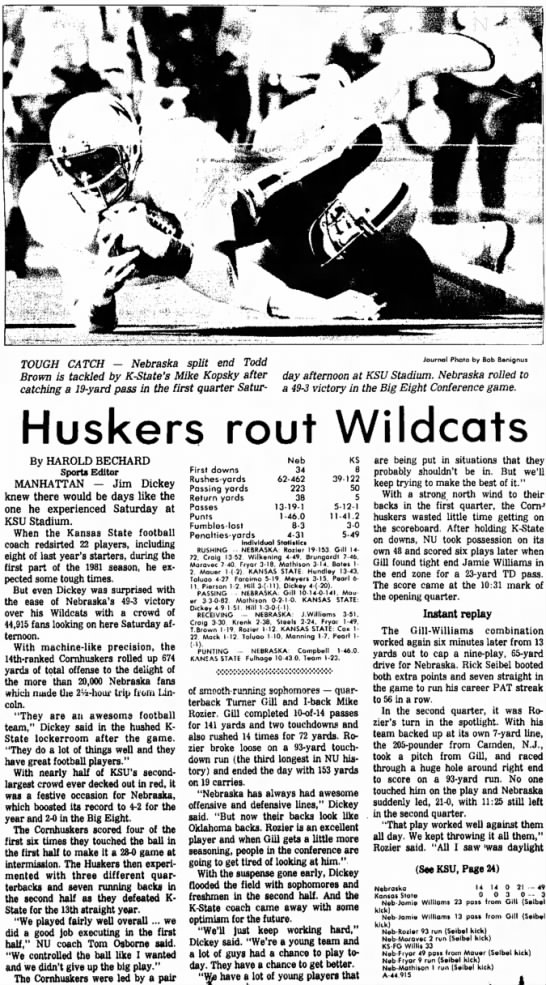 1981 Nebraska-Kansas State football, part 1 - 