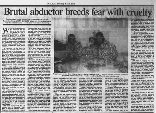 Brutal abductor breeds fear with cruelty The Age 4 May 1991 Antony Catalano - 