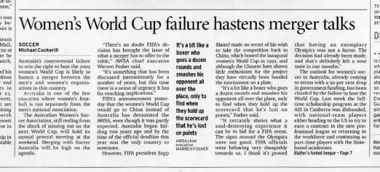 Women's World Cup failure hastens merger talks - 