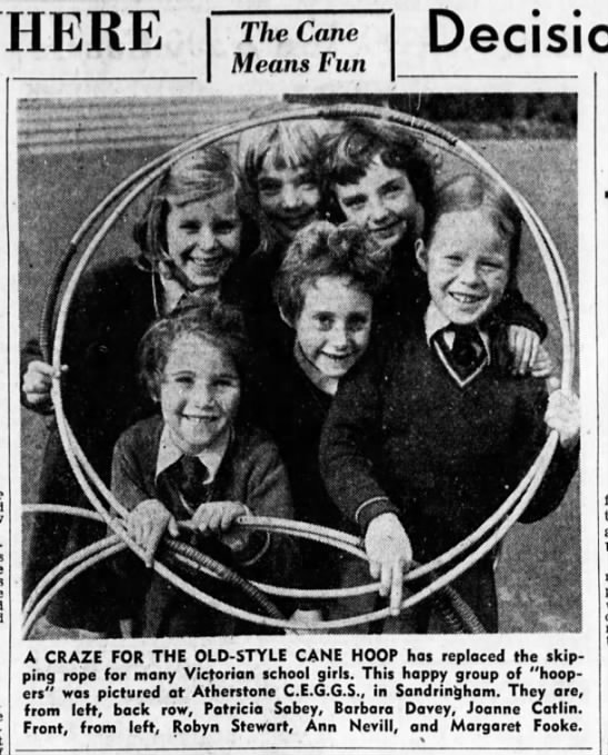 Precursor to hula hoop in Australia, 1957 - 