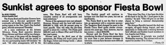 Sunkist agrees to sponsor Fiesta Bowl - 