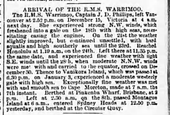 Arrival of the H.M.S. Warrimoo - 