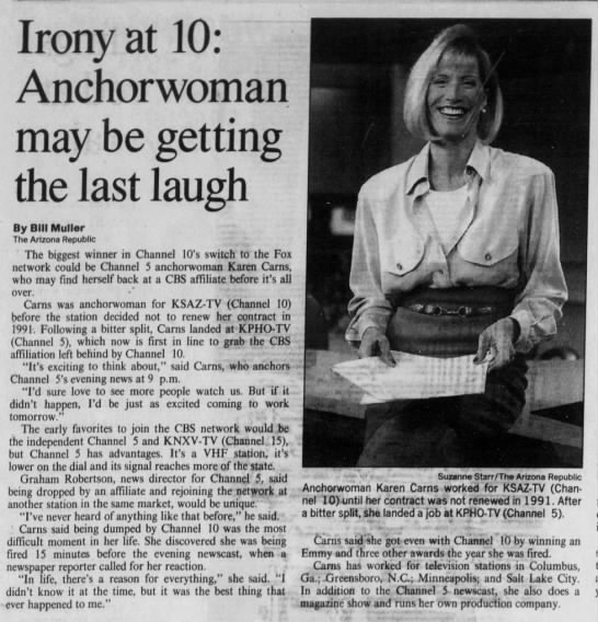 Irony at 10: Anchorwoman may be getting the last laugh - 