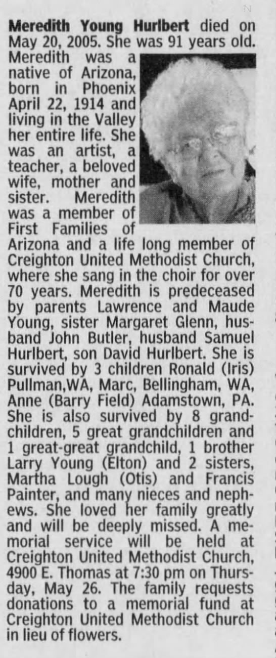 Meredith Hurlbert obituary - 