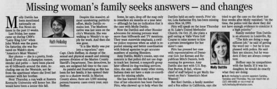 Missing woman's family seeks answers - and changes - The Indianapolis Star, 10/7/2004 - 