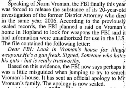 Norm Vroman FBI - 