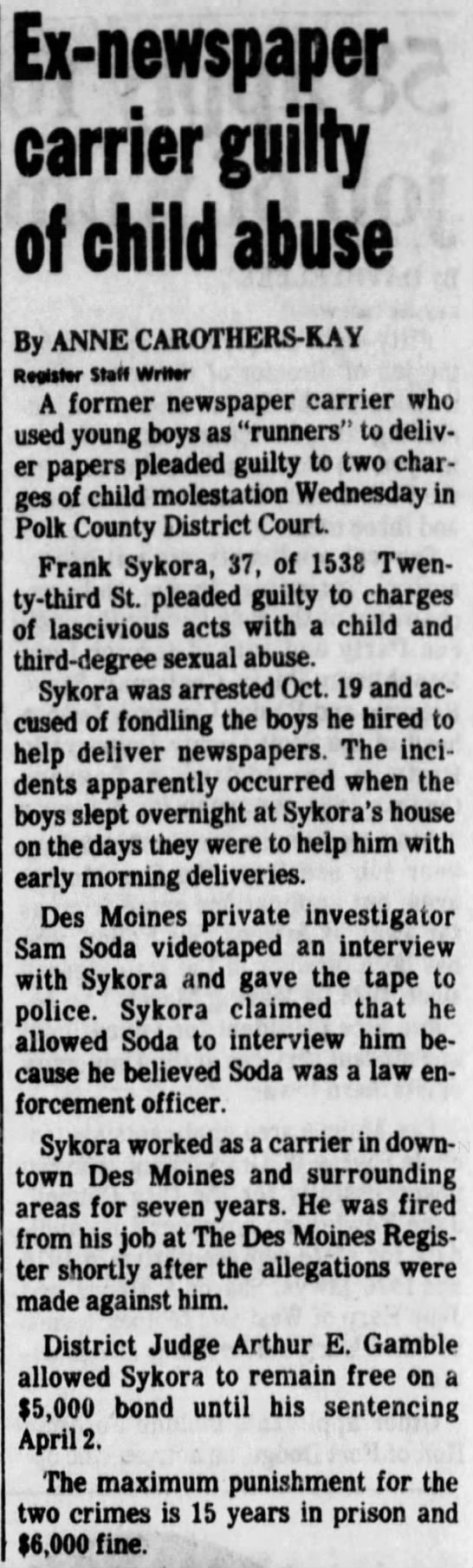 Frank Sykora guilty plea - 