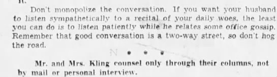 "Conversation is a two-way street" (1951). - 