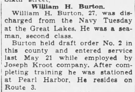 William H. Burton discharged after six months service - 