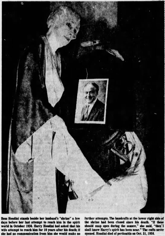 Bess Houdini and her husband's "shrine" - 