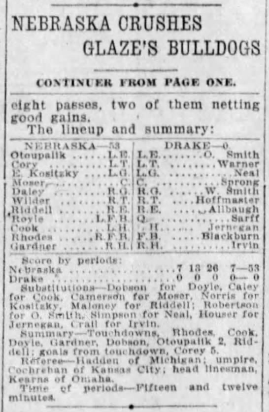 1916 Nebraska-Drake football, part 2 - 