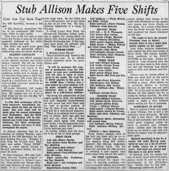 Stub Allison Makes Five Shifts - 