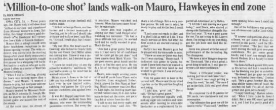 'Million-to-one shot' lands walk-on Mauro - Des Moines Register 9/14/1986 - 