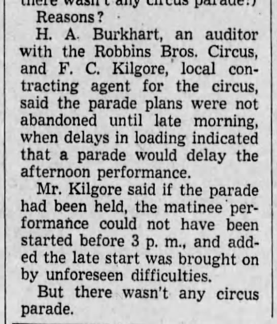 Reason for parade cancellation, 1938 - 