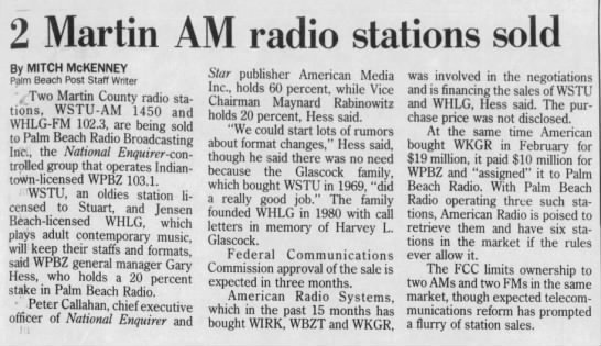 2 Martin AM radio stations sold - 