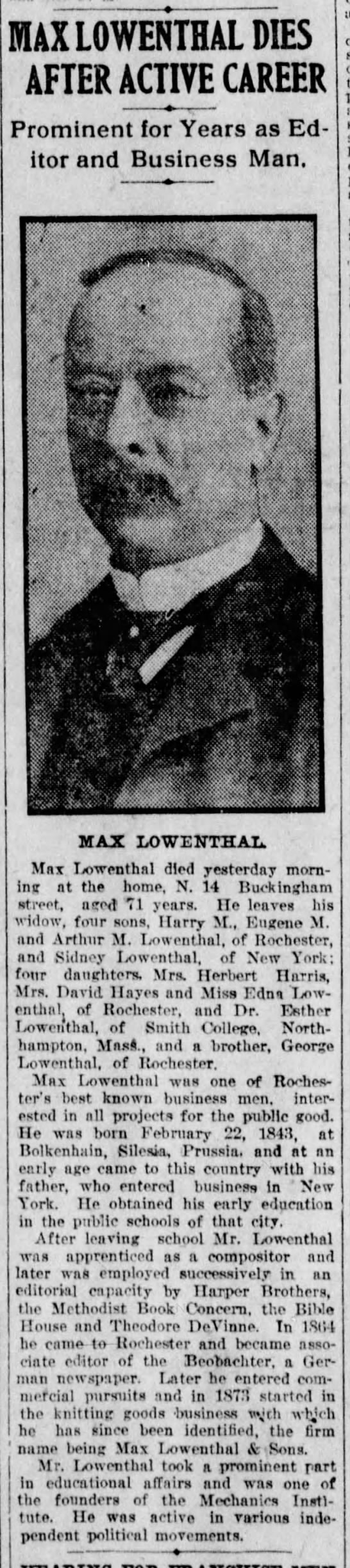 Max Lowenthal obituary - 