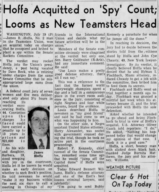 Hoffa news  7-20-1957 - 