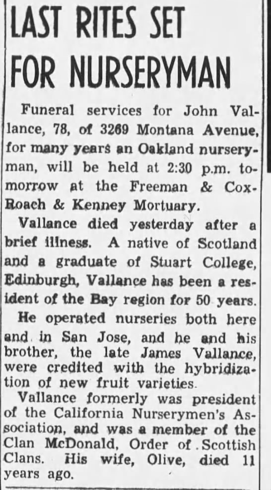 John Vallance dies - 