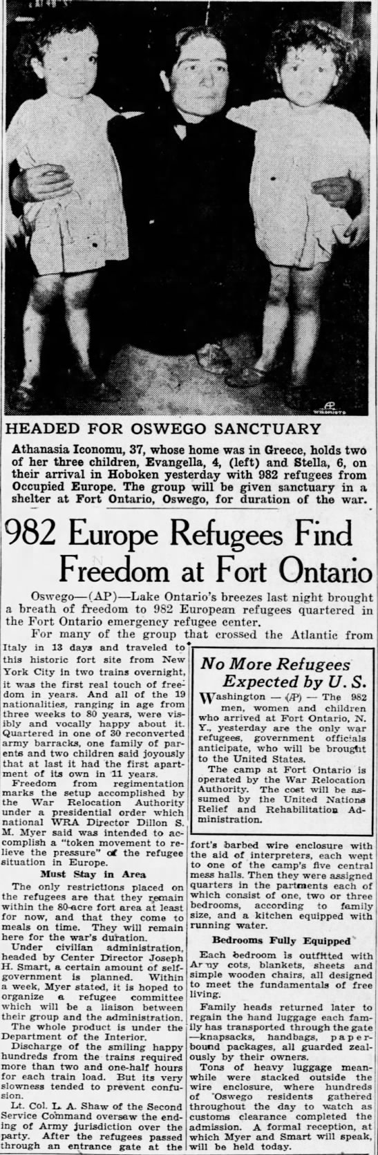 982 Europe Refugees Find Freedom at Fort Ontario (8/6/44) - 