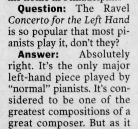 Ravel's "Concerto for the Left Hand" - 