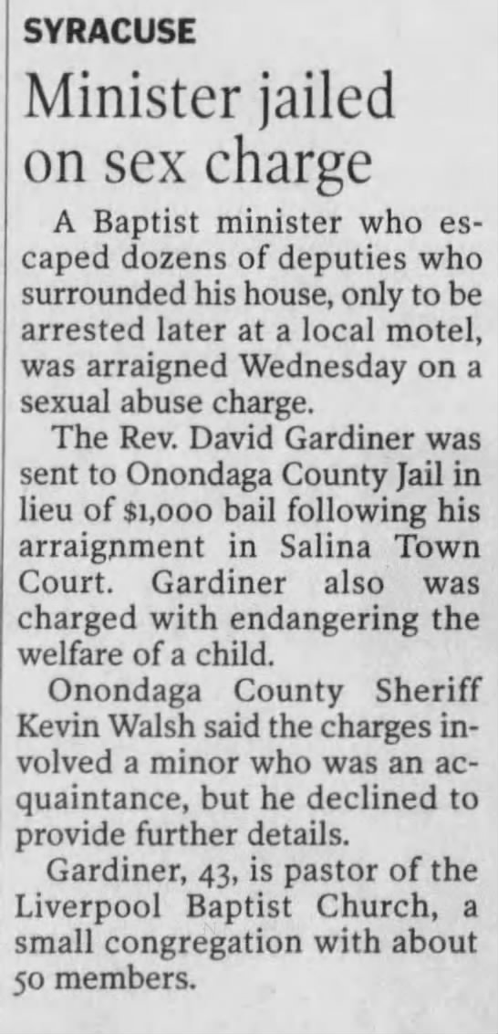 Rev. David L. Gardiner - Arrest - 