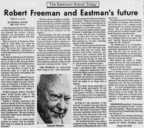 Robert Freeman and Eastman's Future - 