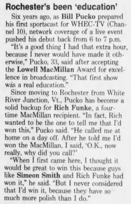 Bill Pucko - Feb. 4, 1986 - 