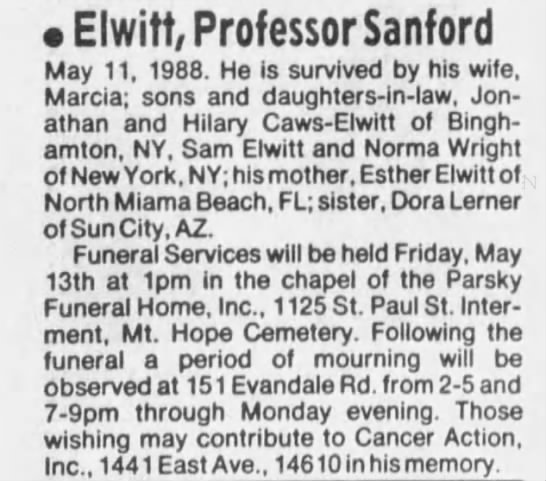 Obituary for Professor Sanford Elwitt - 