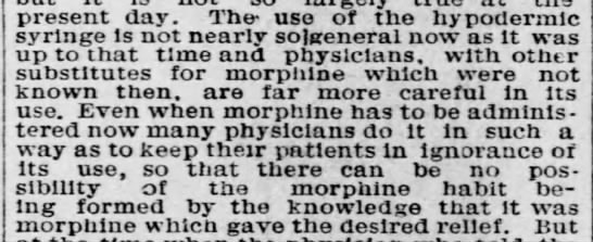 Doctor in 1892 shows awareness of the dangers of morphine and discusses decline in its use - 