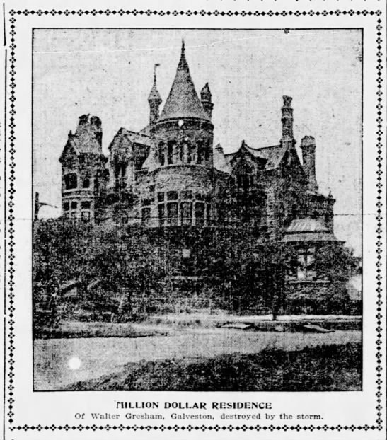 Million Dollar Residence Destroyed by Galveston Hurricane 1900 - 