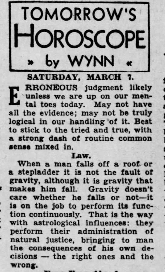 "Gravity doesn't care" (1942). - 