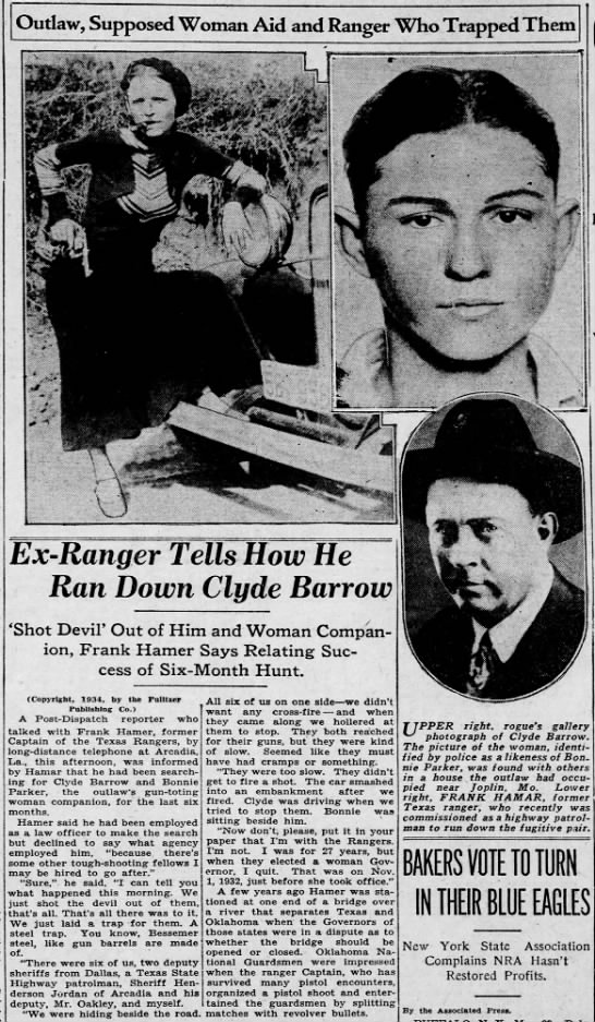 Ex-Ranger tells about killing Bonnie and Clyde. - 