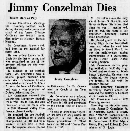 Jimmy Conzelman Dies - 