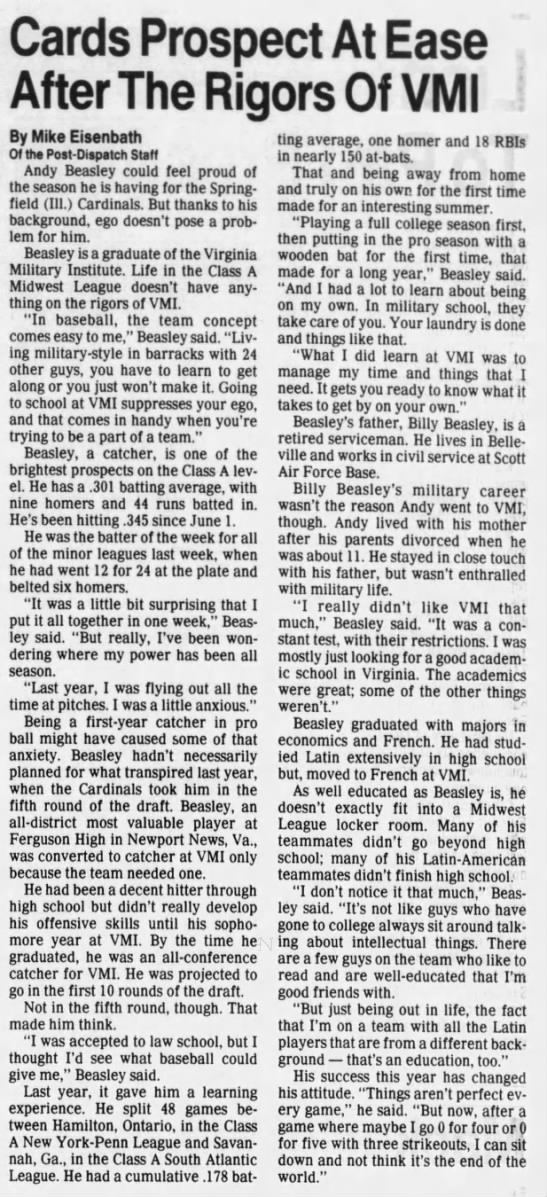 Andy Beasley - Aug. 3, 1991 - Greatest21Days.com - 