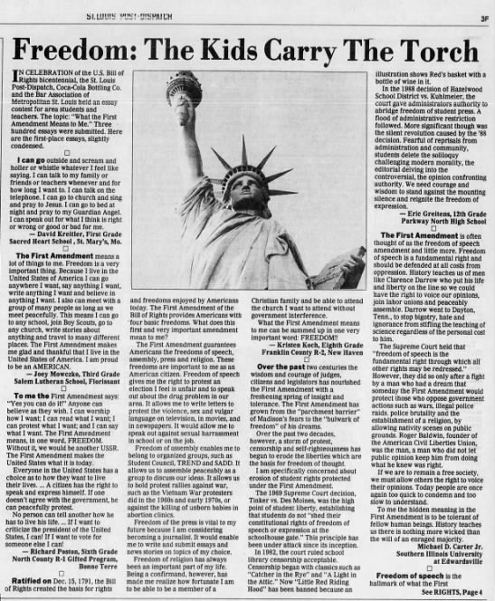 In 1991, a young Eric Greitens wrote an essay to the Post-Dispatch. - 