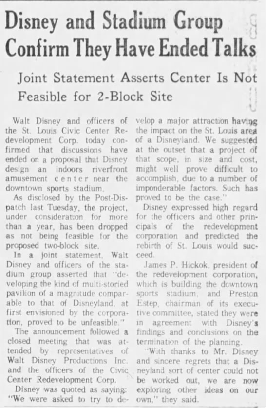 July 13, 1965: The end of the Disney plan for St. Louis - 
