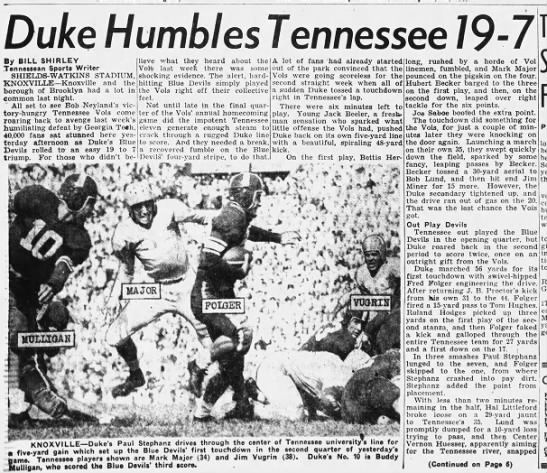 Duke Humbles Tennessee 19-7 - 