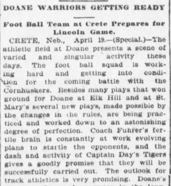 1906 Doane preparing for practice game - 