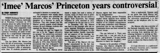 Imee Marcos' Princeton years controversial - 