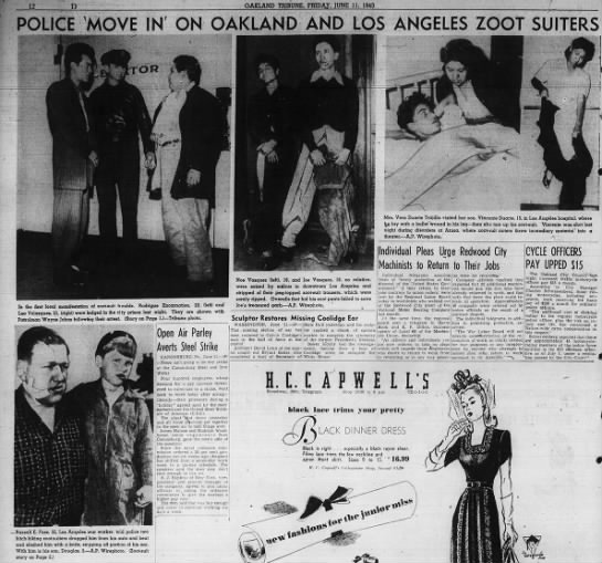 Newspaper photos from the June 1943 Zoot Suit Riots in Los Angeles, California - 