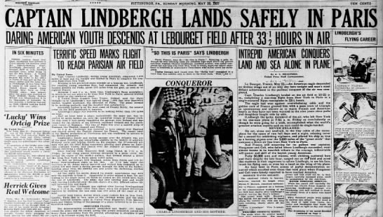 Lindbergh lands safely in Paris - 