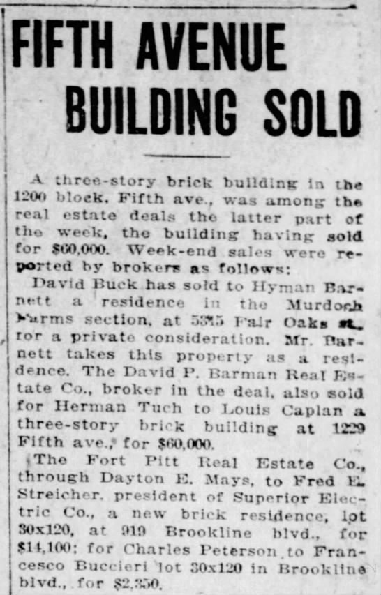 "Fifth Avenue Building Sold" - 