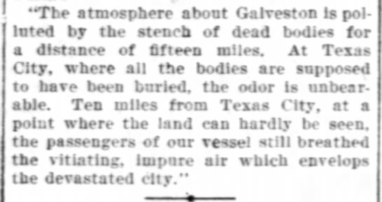 Dead bodies from 1900 Galveston Hurricane create stench smelled 15 miles away - 