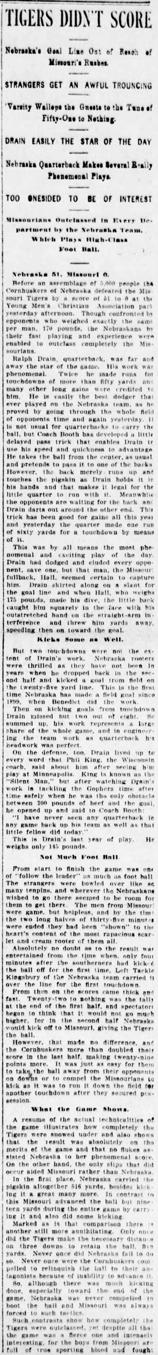 1901 Nebraska-Missouri football, part 1 - 